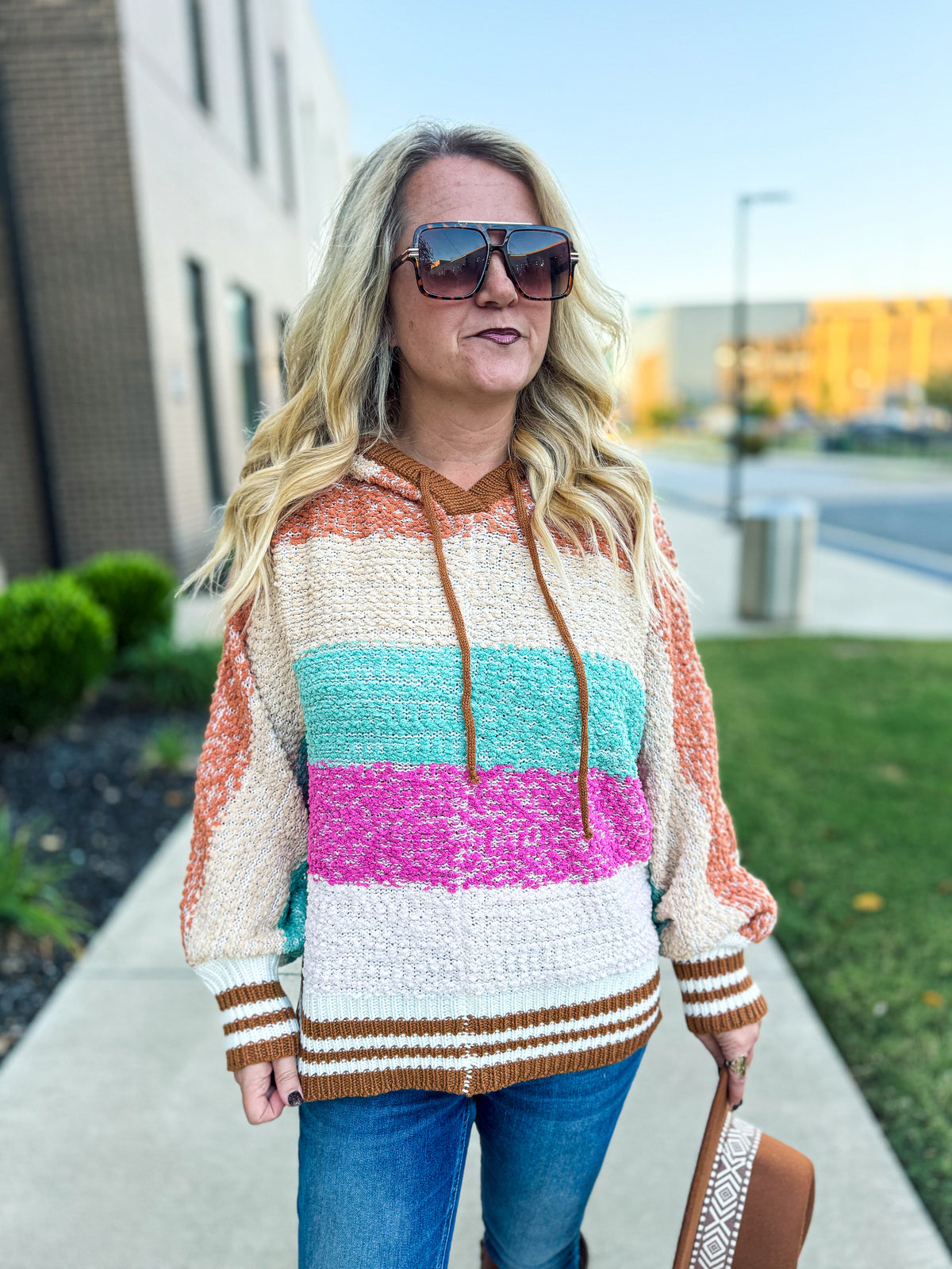Popcorn Color Block Hoodie-Bibi