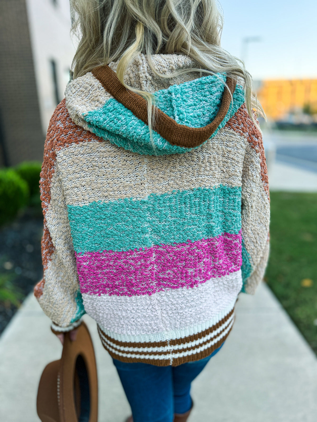 Popcorn Color Block Hoodie-Bibi
