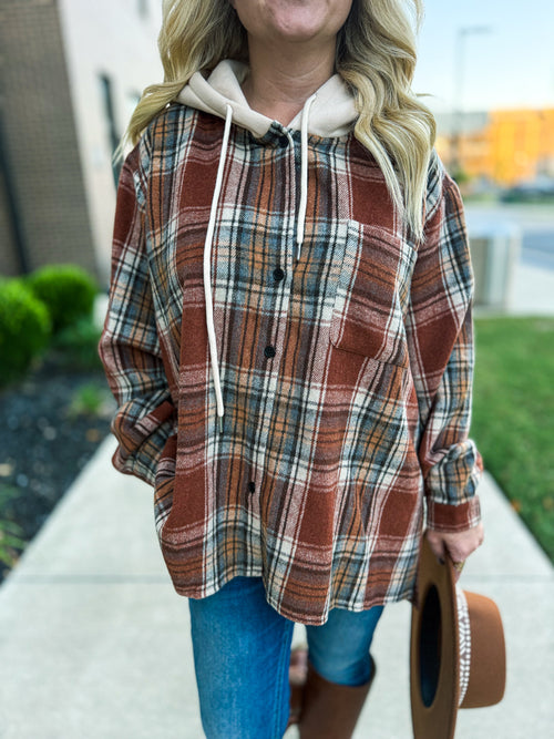 Vintage Plaid Fleece Hoodie