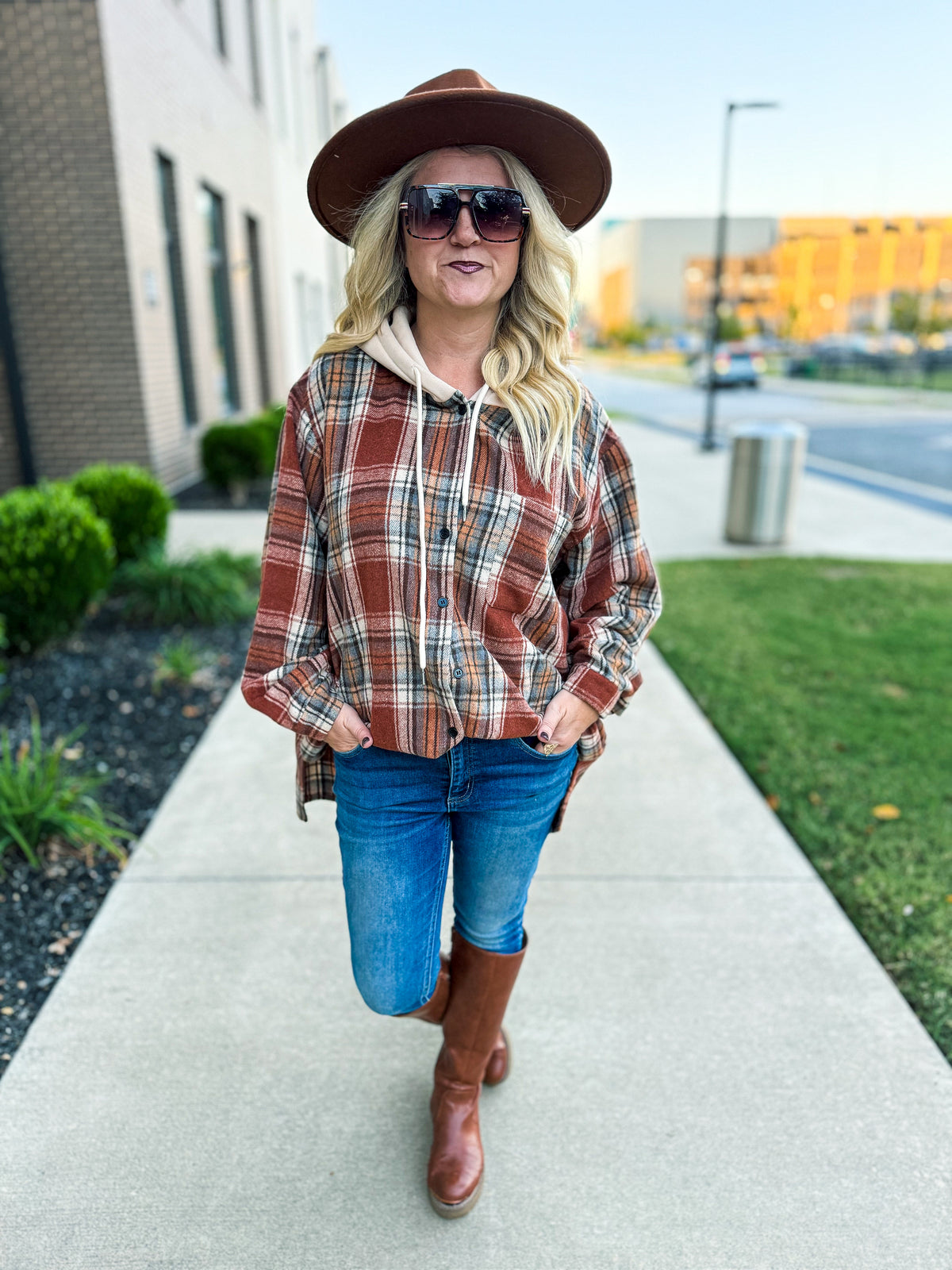 Vintage Plaid Fleece Hoodie