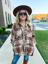 Plaid Frayed Shacket-Bibi