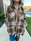 Plaid Frayed Shacket-Bibi