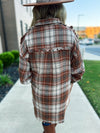 Plaid Frayed Shacket-Bibi