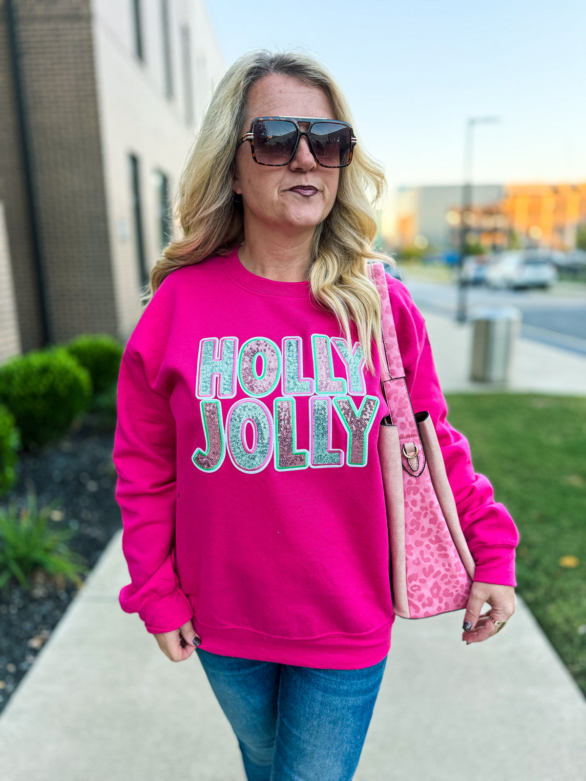 Pink Holly Jolly Sweatshirt