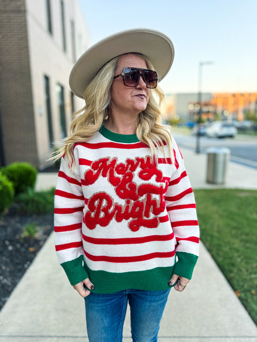Merry Christmas Striped Sweater