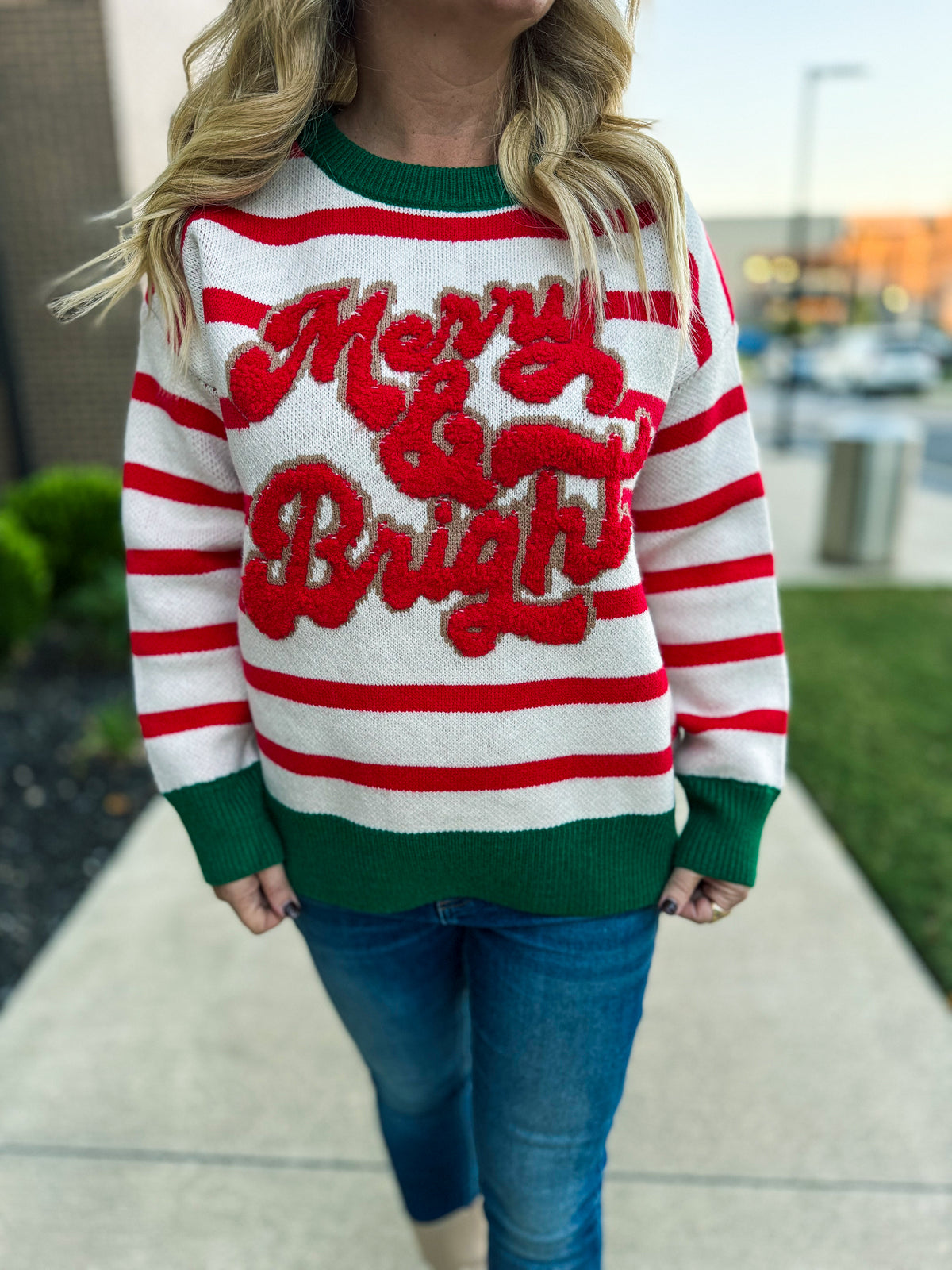 Merry Christmas Striped Sweater