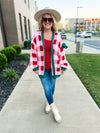 Red Checkered Christmas Cardigan with Bows