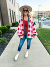 Red Checkered Christmas Cardigan with Bows