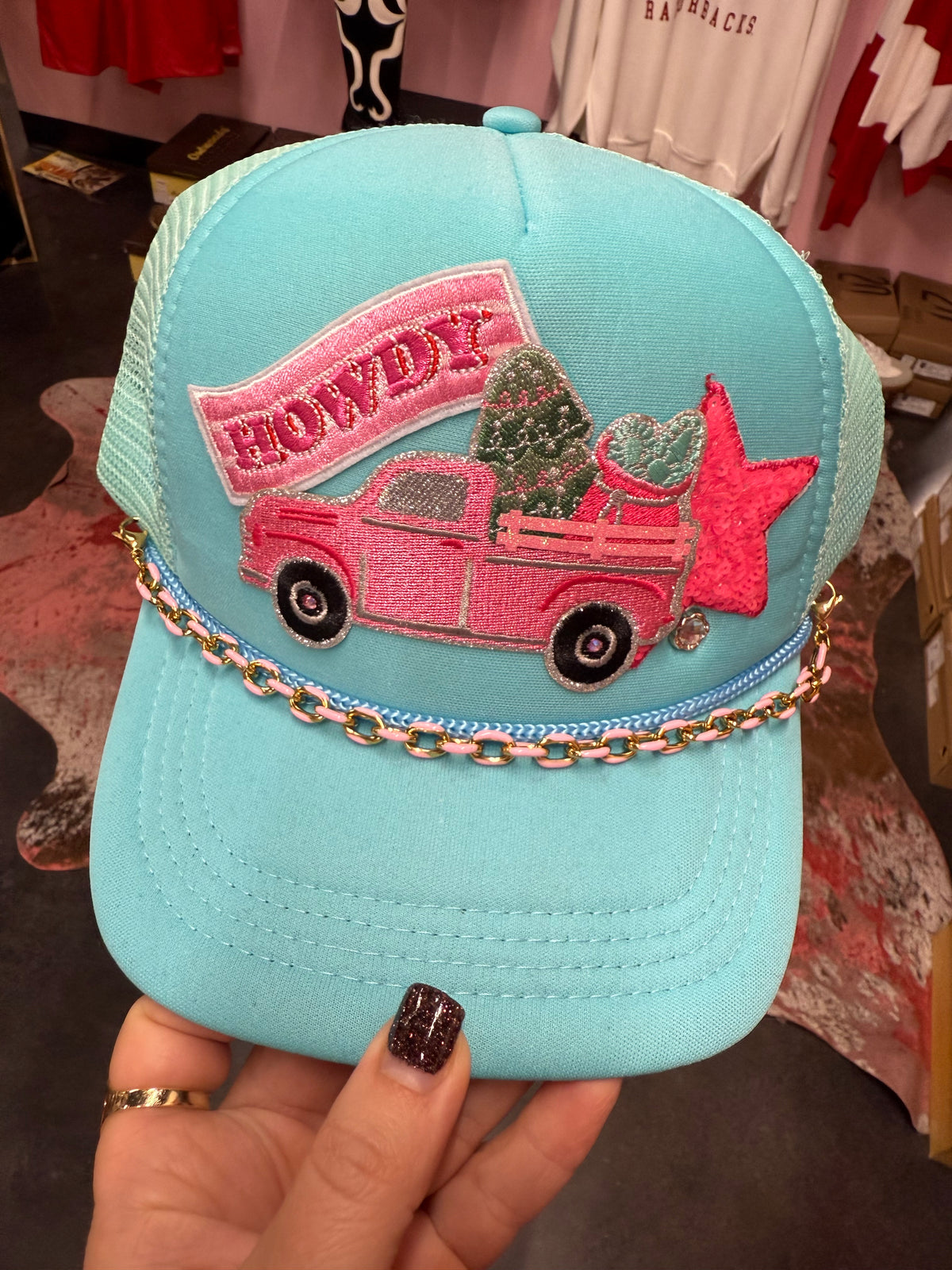 Howdy Christmas Truck Cap with Chain