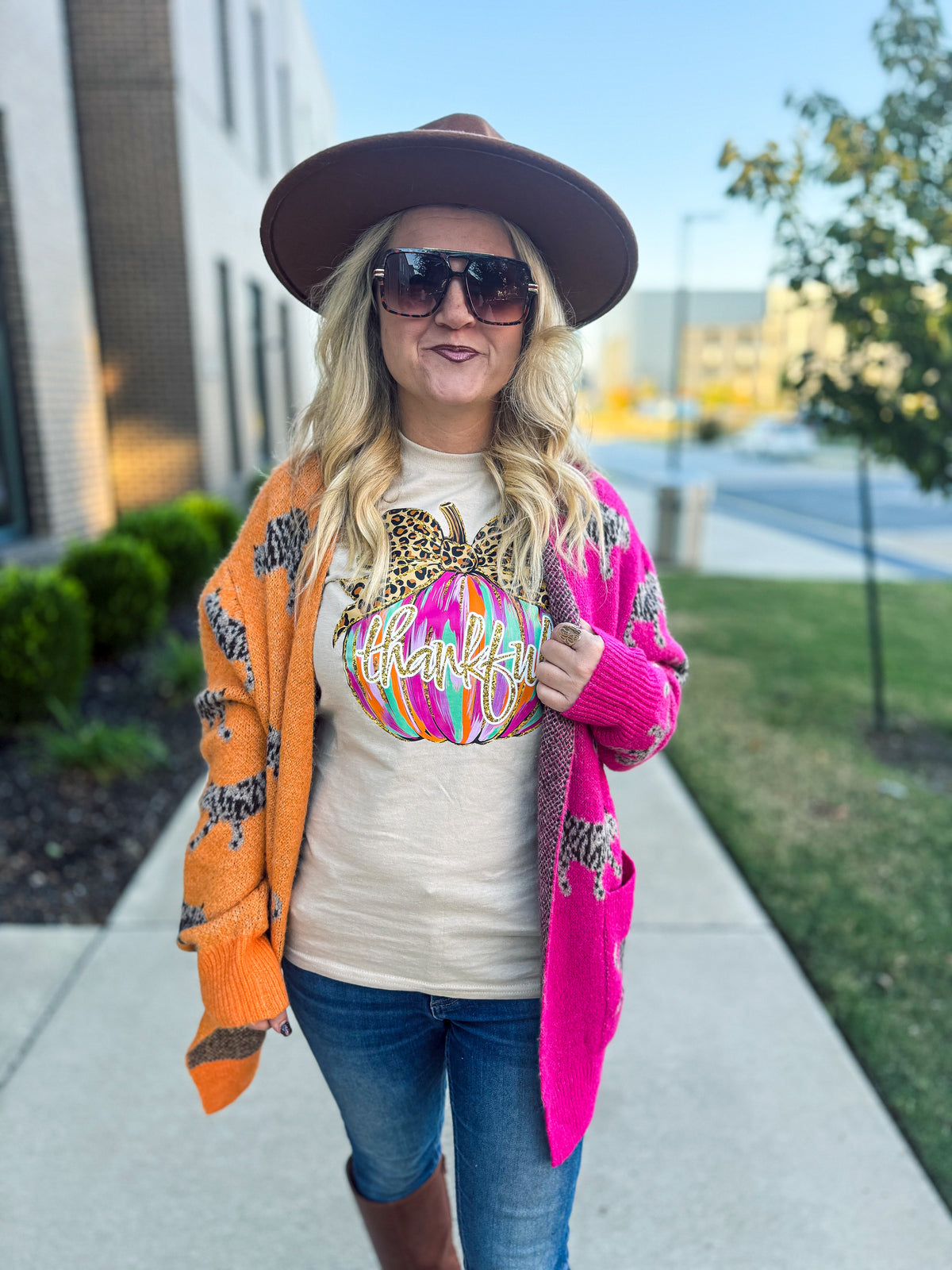 Thankful Leopard Pumpkin Tee