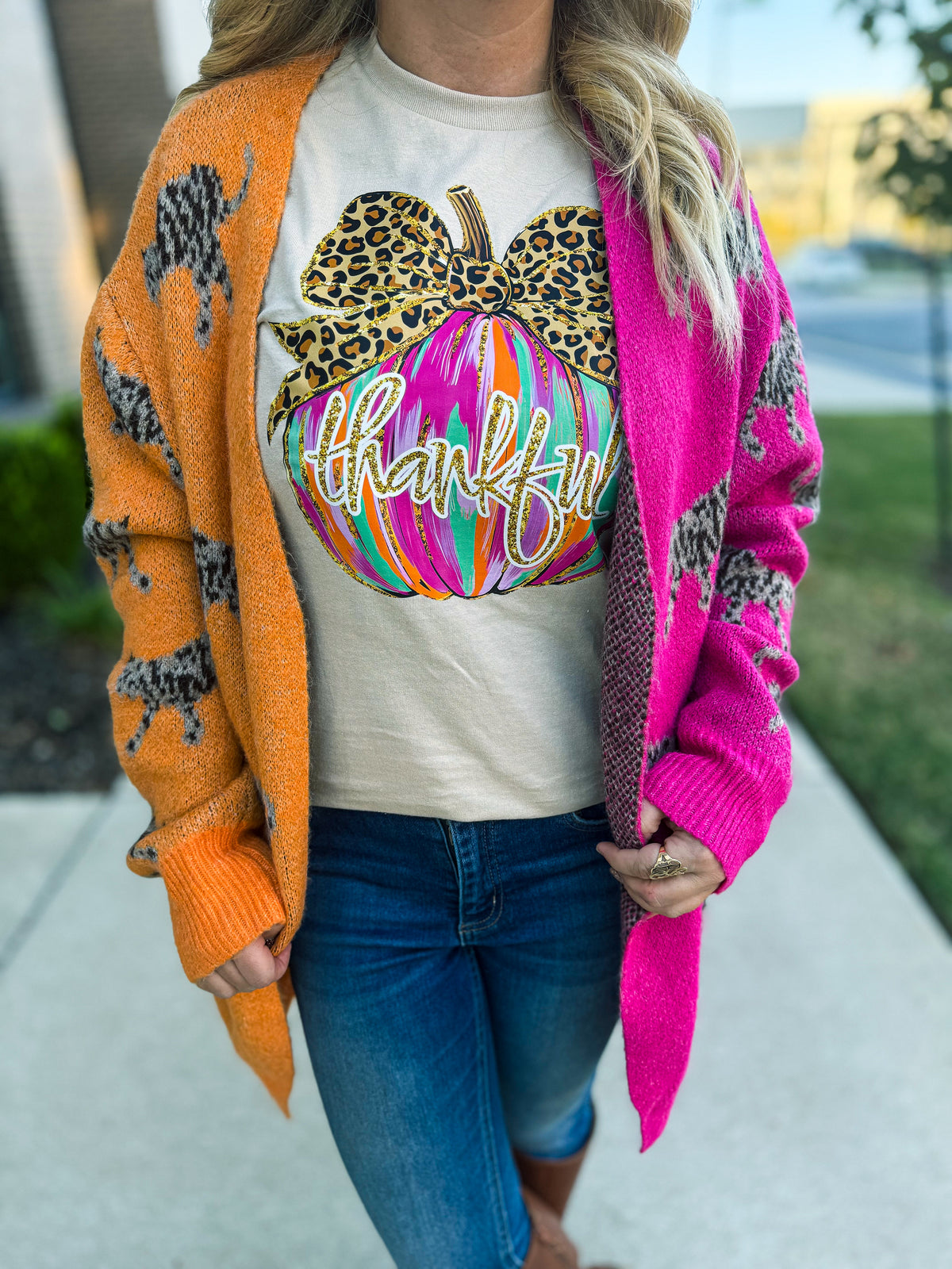 Thankful Leopard Pumpkin Tee
