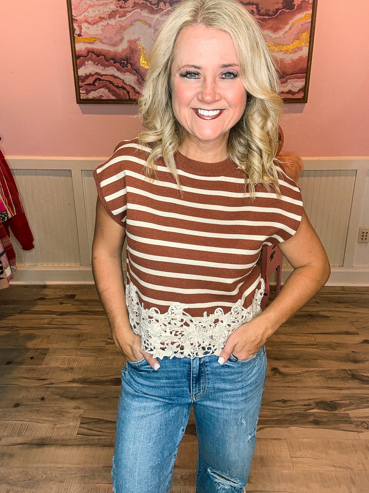 Brown Striped Entro Sweater