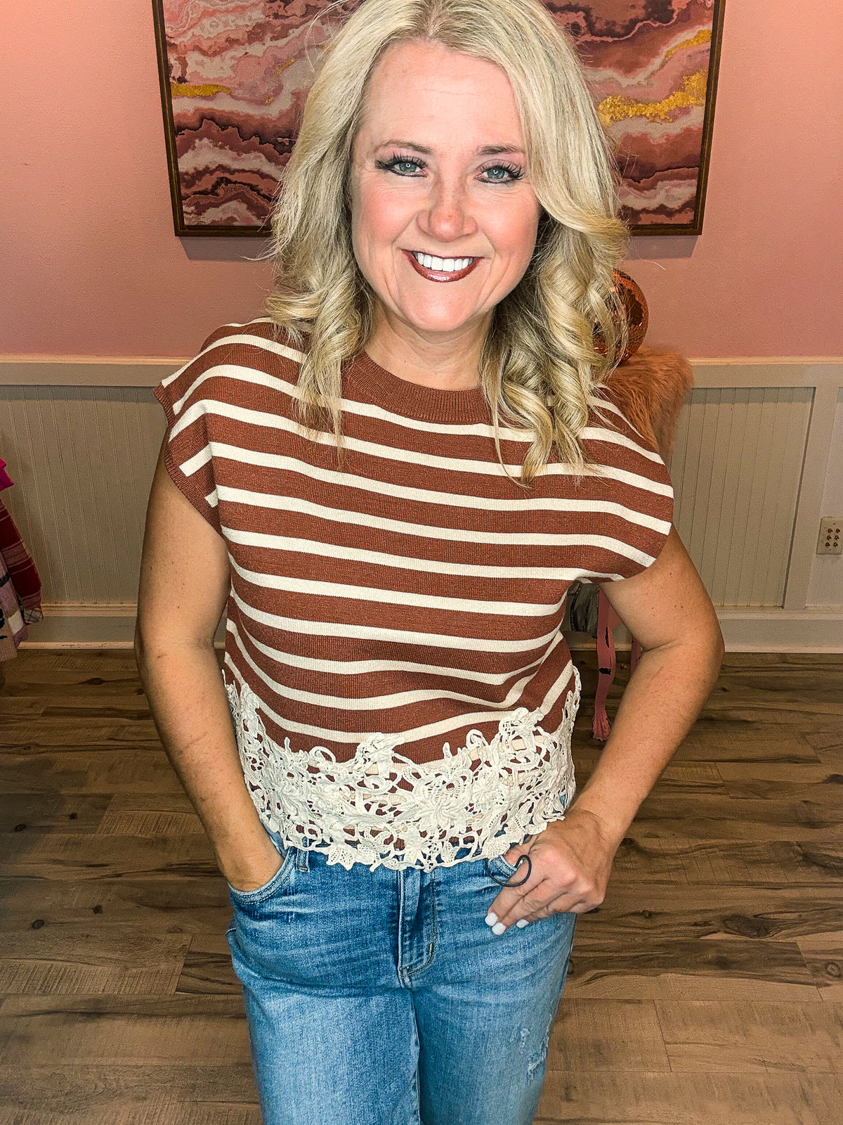 Brown Striped Entro Sweater