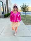 Hot Pink Tinsel Christmas Cardigan