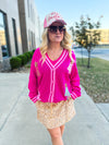 Hot Pink Tinsel Christmas Cardigan