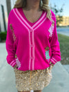 Hot Pink Tinsel Christmas Cardigan