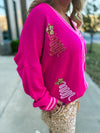 Hot Pink Tinsel Christmas Cardigan