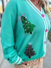 Teal Christmas Tree Cardigan