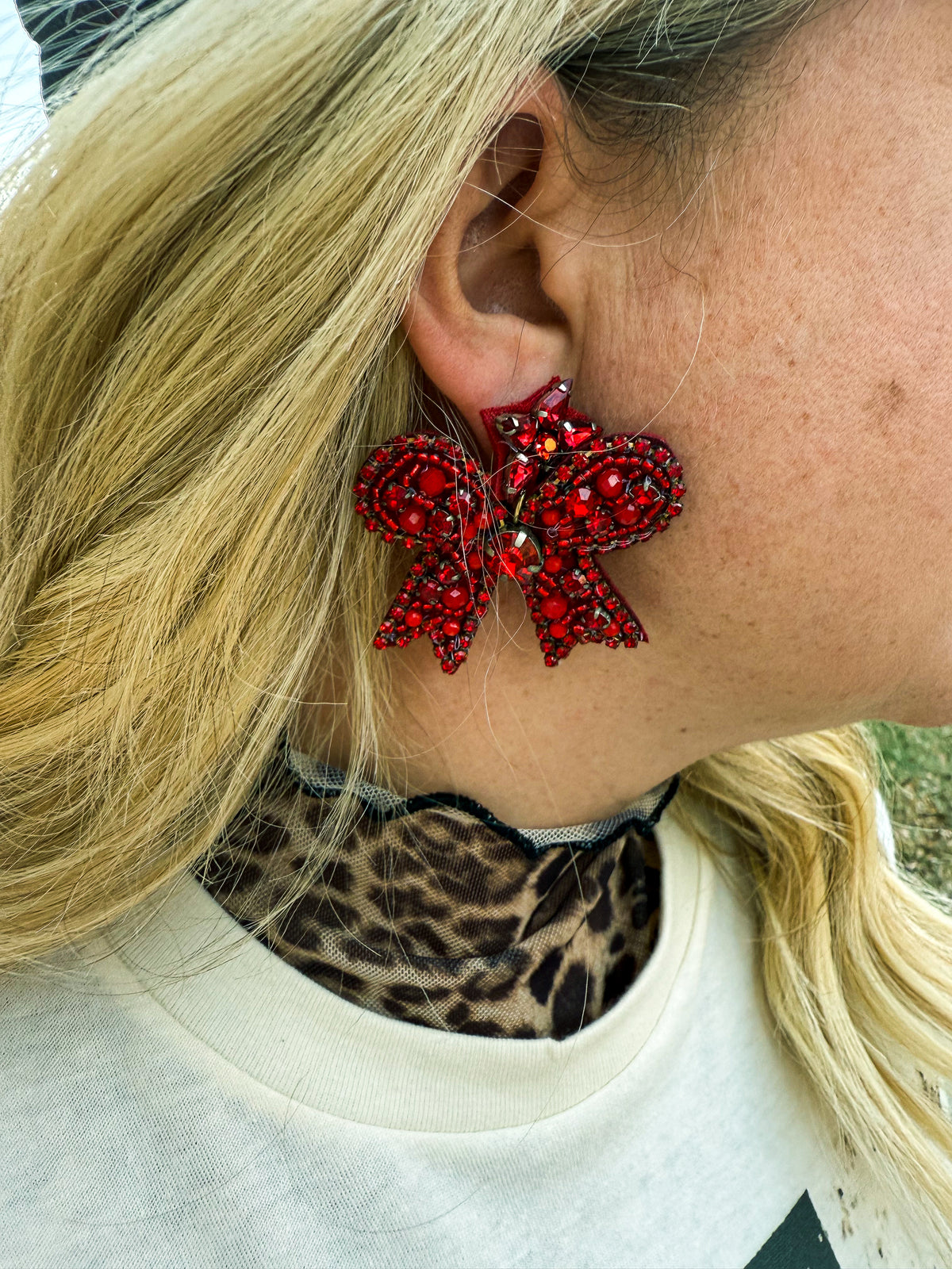 Red Bow Earrings