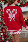 Red Sequin Bow Cardigan