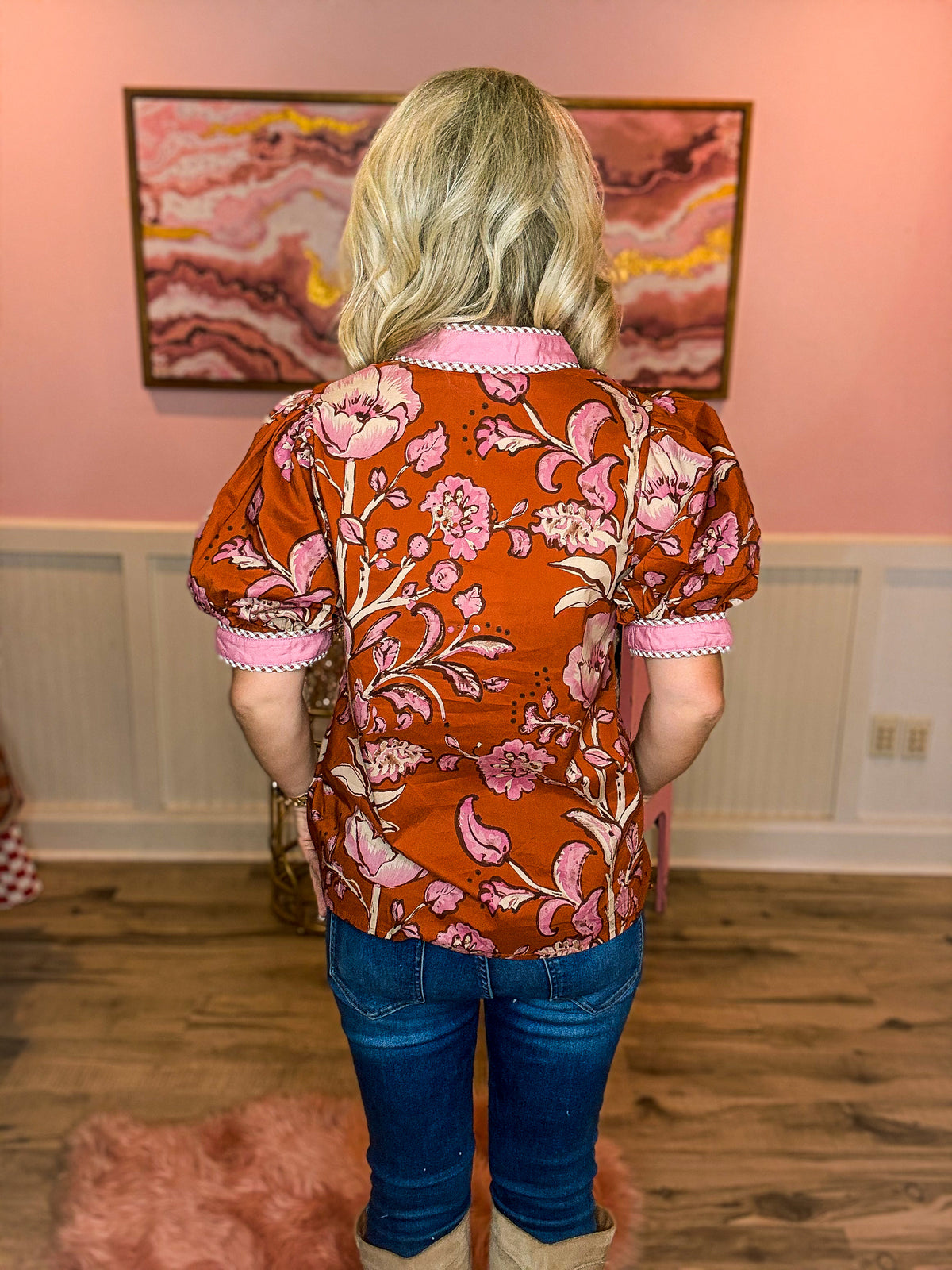 Rust & Pink Floral Entro Top