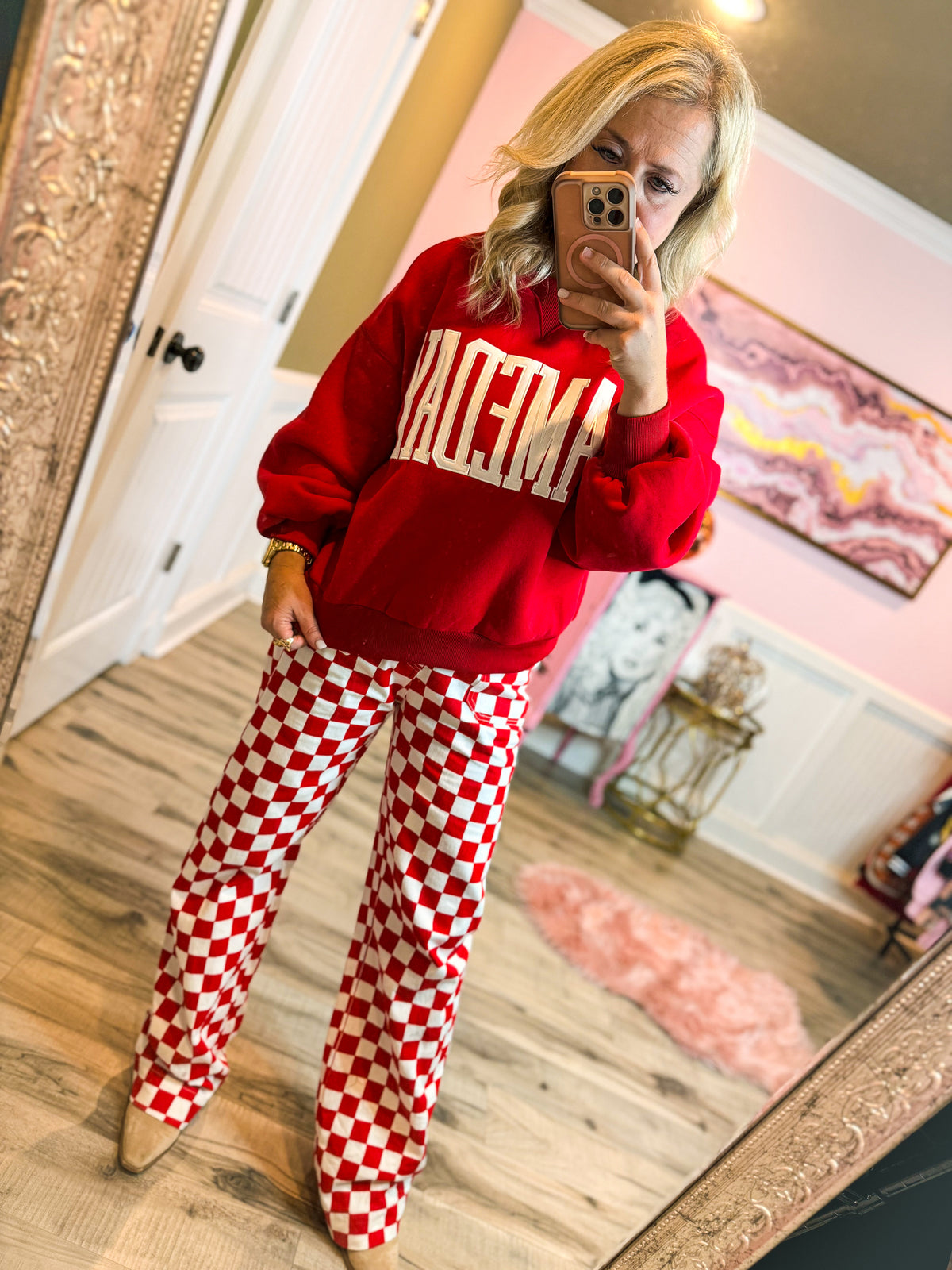 Red & White Checkered Pants