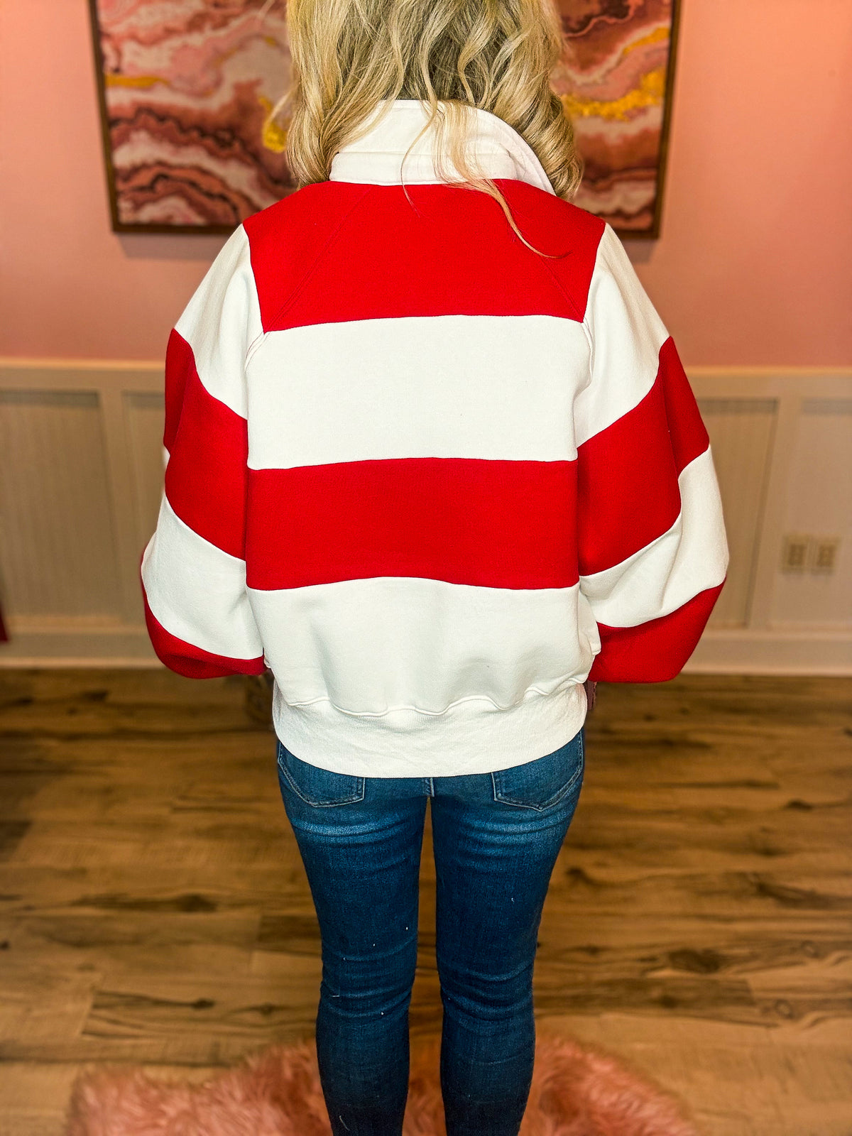 Red & White Striped Pullover