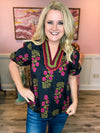 Black Floral Entro Top