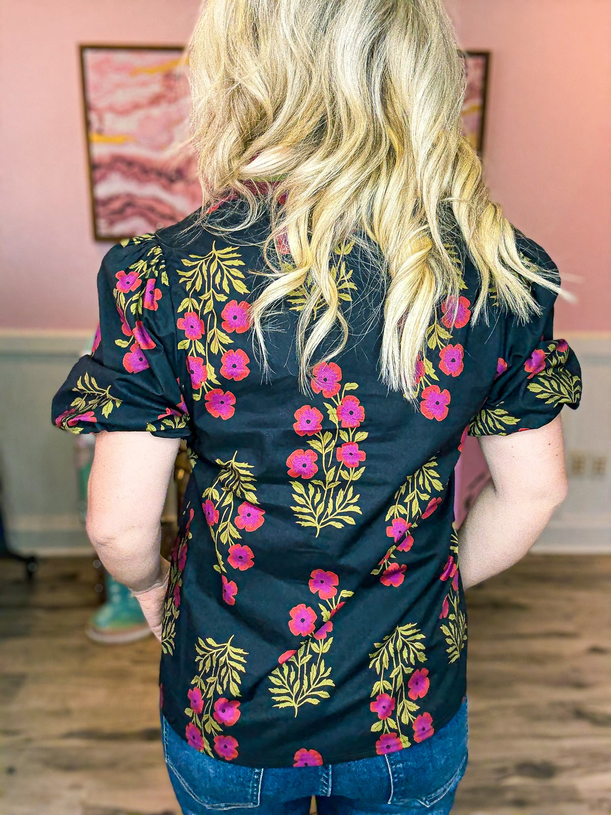 Black Floral Entro Top