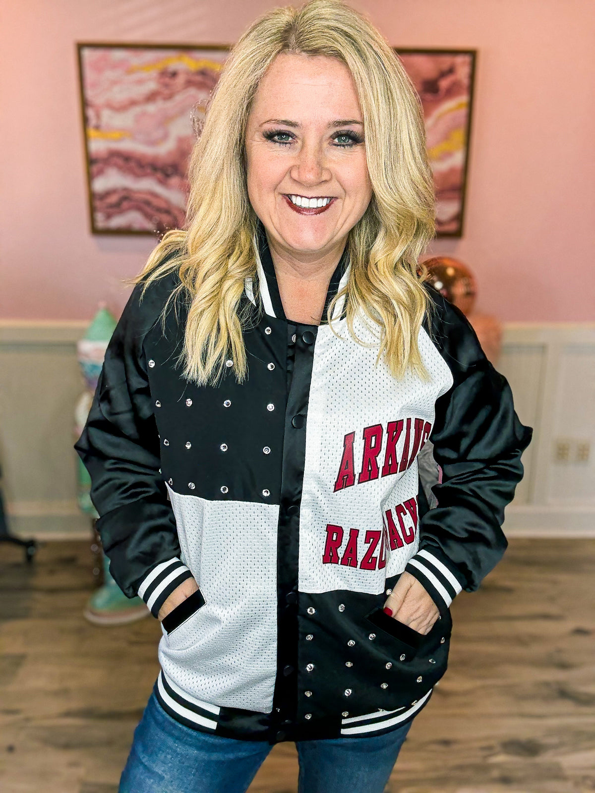 Arkansas Razorback Sequin Bomber Jacket