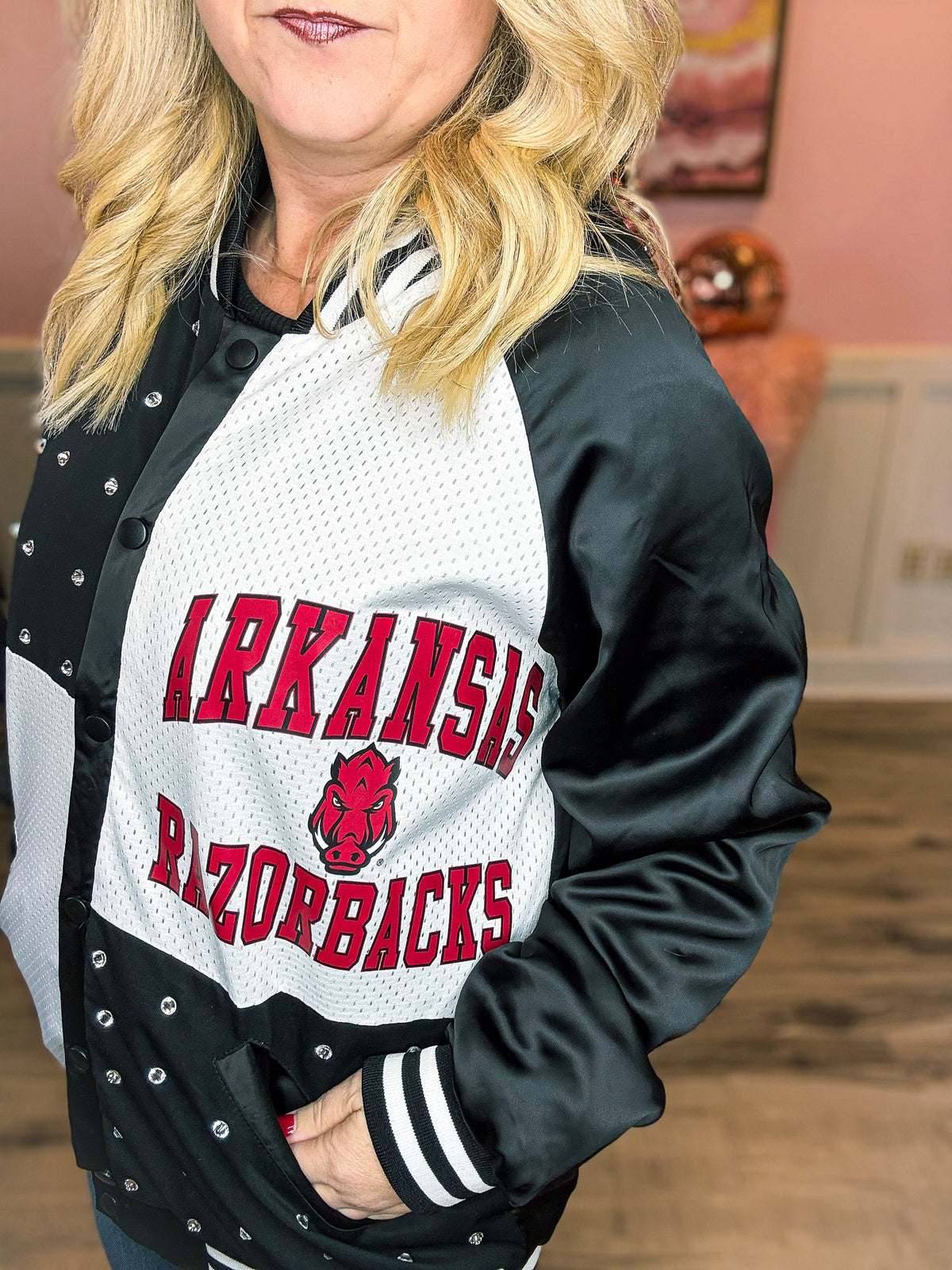 Arkansas Razorback Sequin Bomber Jacket