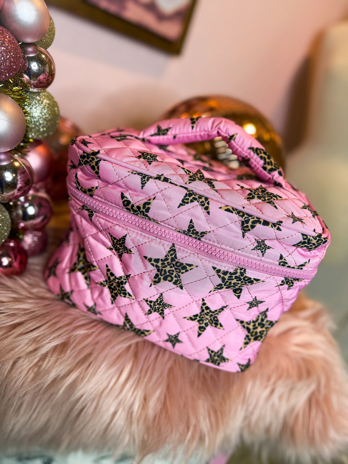 Pink Cheetah Makeup Bag