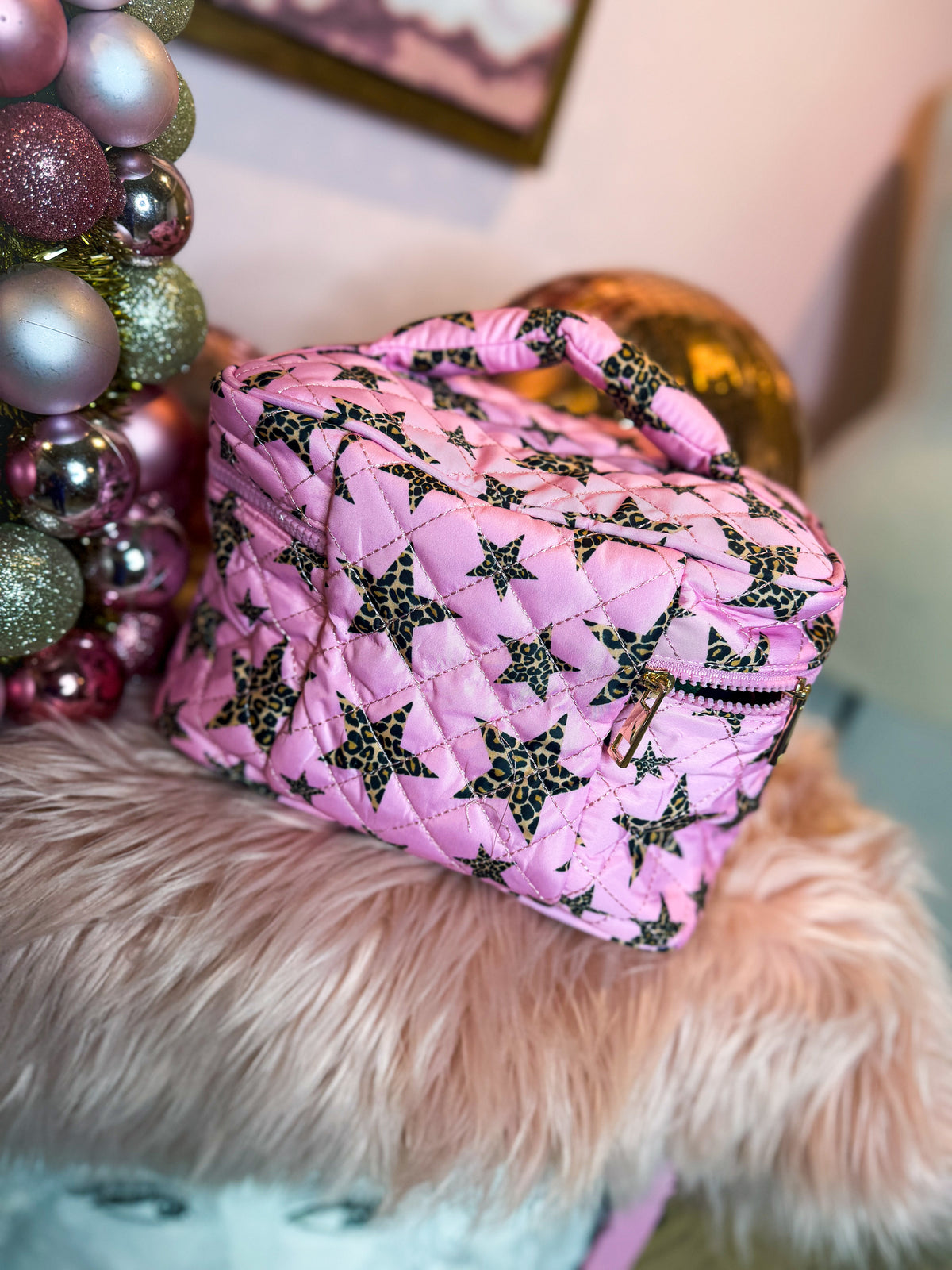 Pink Cheetah Makeup Bag