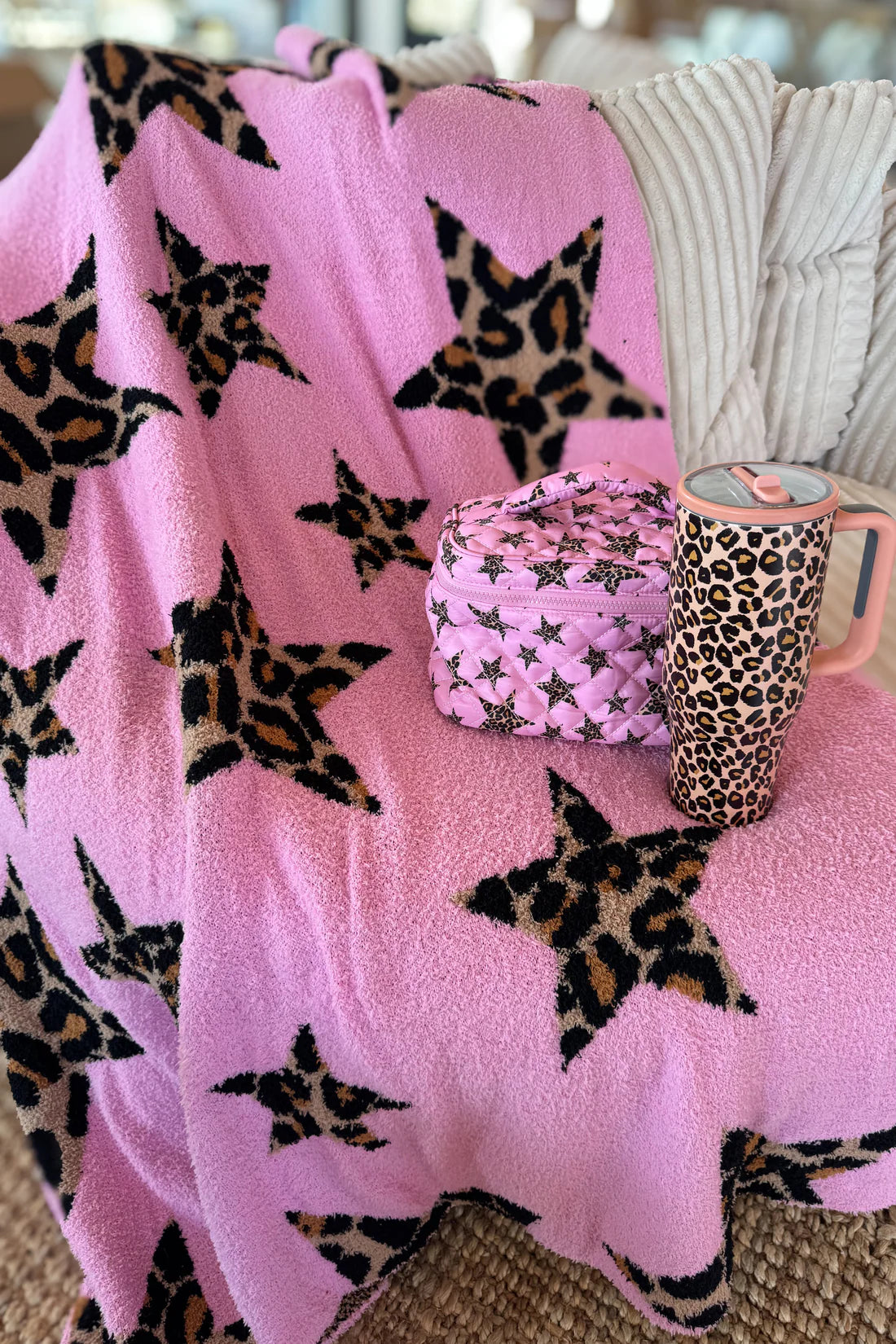 Pink Leopard Star Blanket