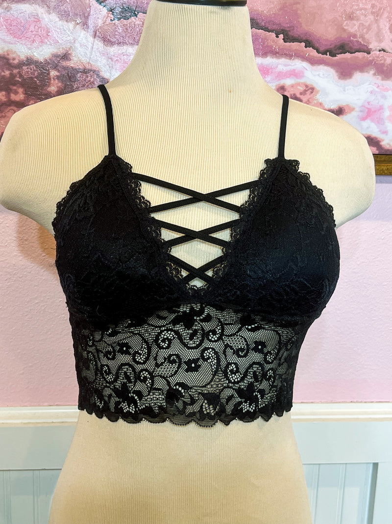 Black Lace Criss-Cross Bralette
