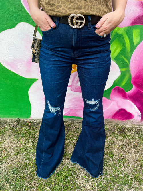 YMI Dark Wash Flares