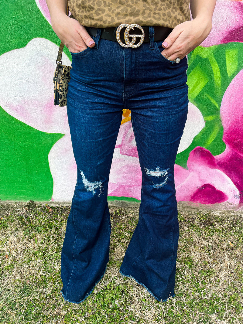 YMI Dark Wash Flares