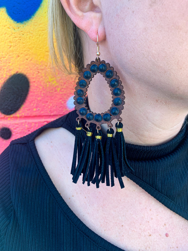 Black Fringe Earrings