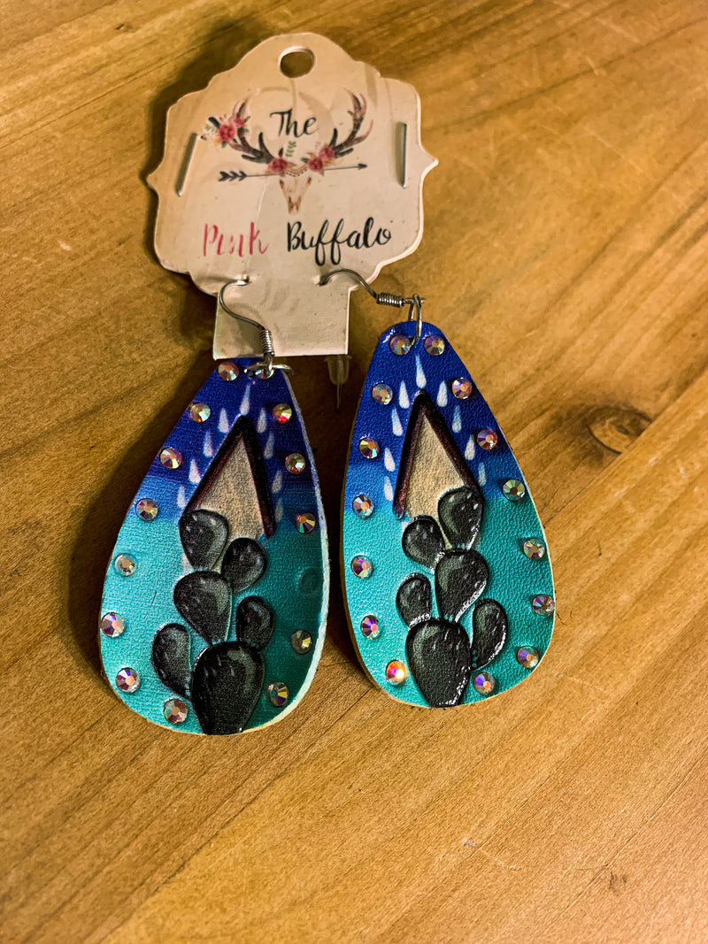 Cactus Rhinestone Earrings