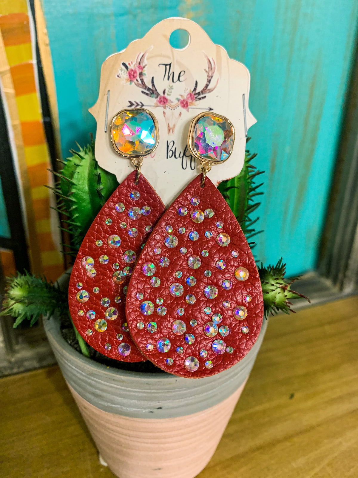 Red Rhinestone Earrings