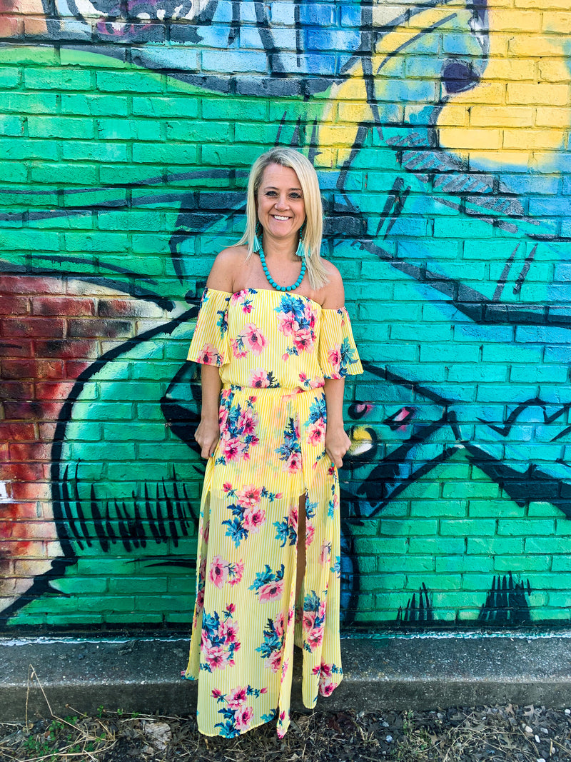 Yellow Floral Maxi Skirt