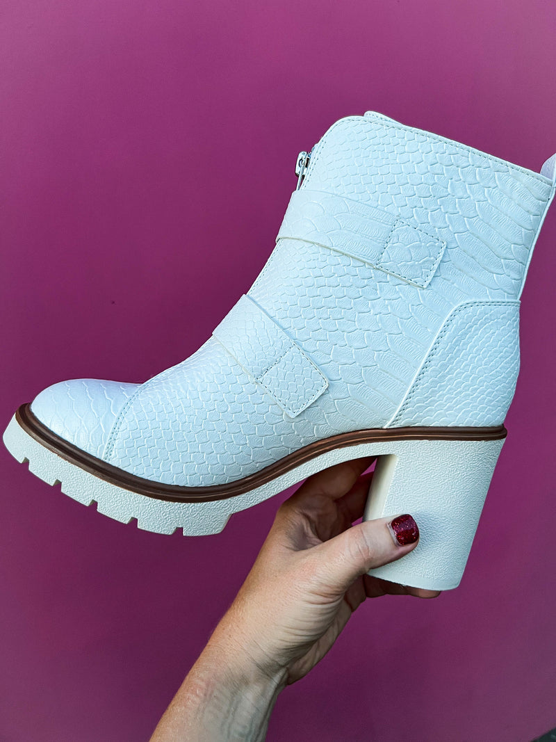 White Zipper Bootie