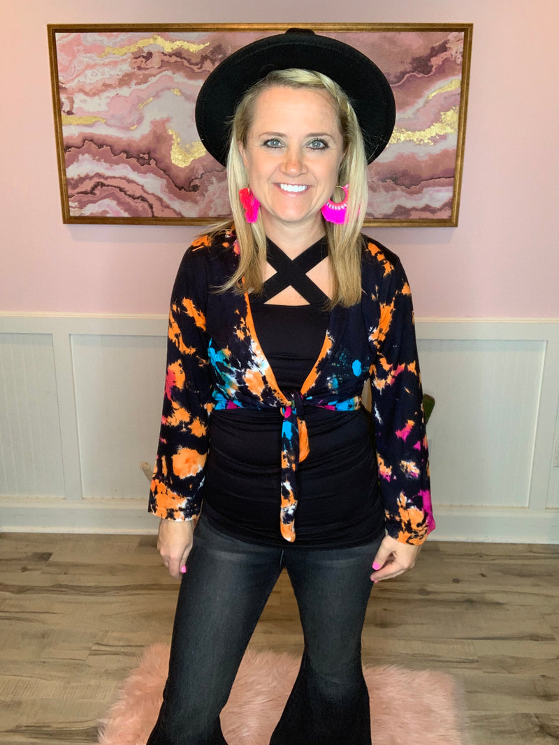 Tie Dye Cropped Cardigan
