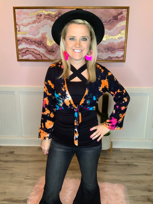 Tie Dye Cropped Cardigan