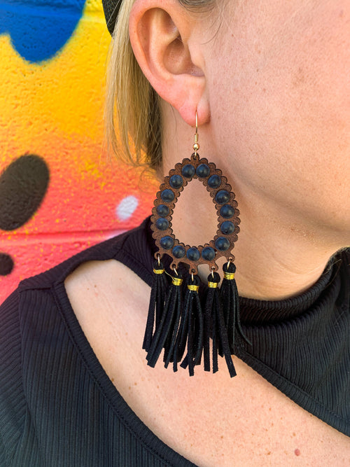 Black Fringe Earrings