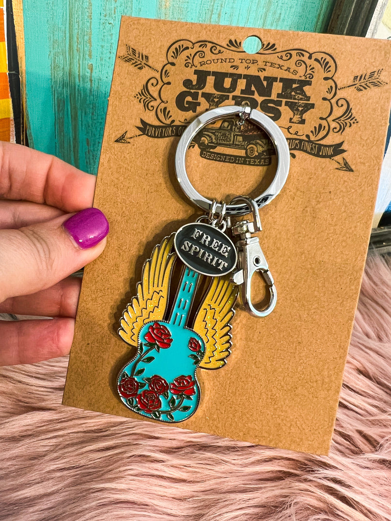 Winged Guitar Keychain