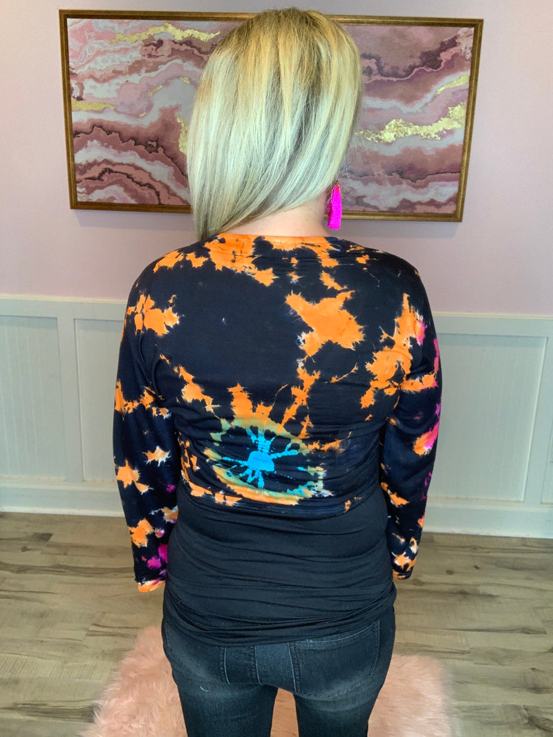 Tie Dye Cropped Cardigan