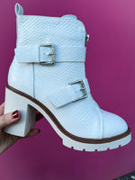 White Zipper Bootie