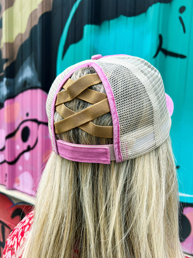 Pink Criss-Cross Cap