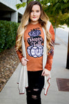 Creme Cardigan with Rust Sleeves